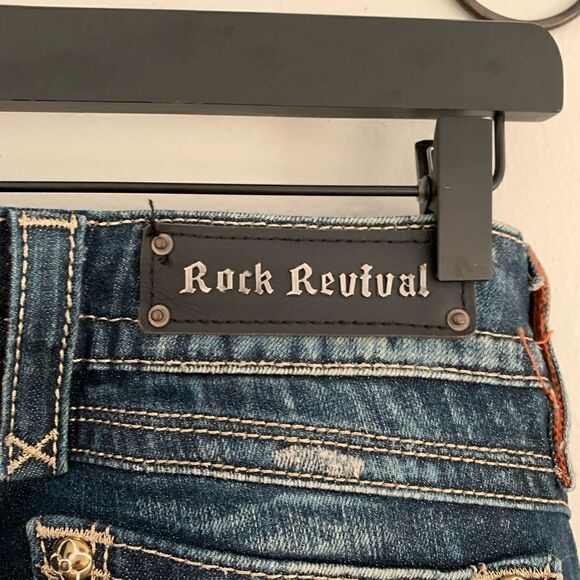 Rock Revival *Gwen Easy Boot* dark wash denim jeans western bling size 27 - Picture 12 of 16